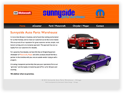Sunnyside Parts Warehouse Custom Brochure Website in Chicago